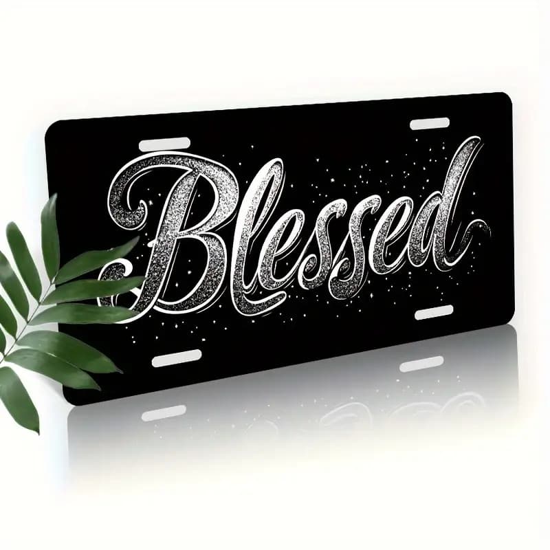 TEMU License Plate Frame And Protector, Shiny "holy" Lettering Decoration, Waterproof Aluminum License Plate Set, Unisex, 12inch X 6inch