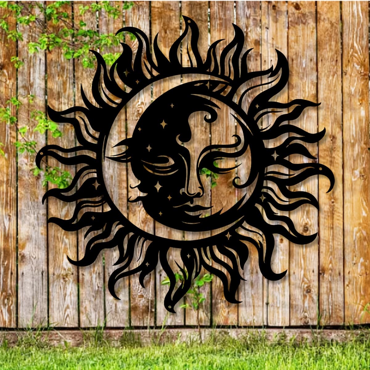 TEMU 2d Flat, 1pc Elegant Black Sun And Moon Acrylic Wall Decor - Exquisitely With , Perfect For Home, Office, Or Outdoor Garden Decoration, Ideal Housewarming Gift, Outdoor Decor