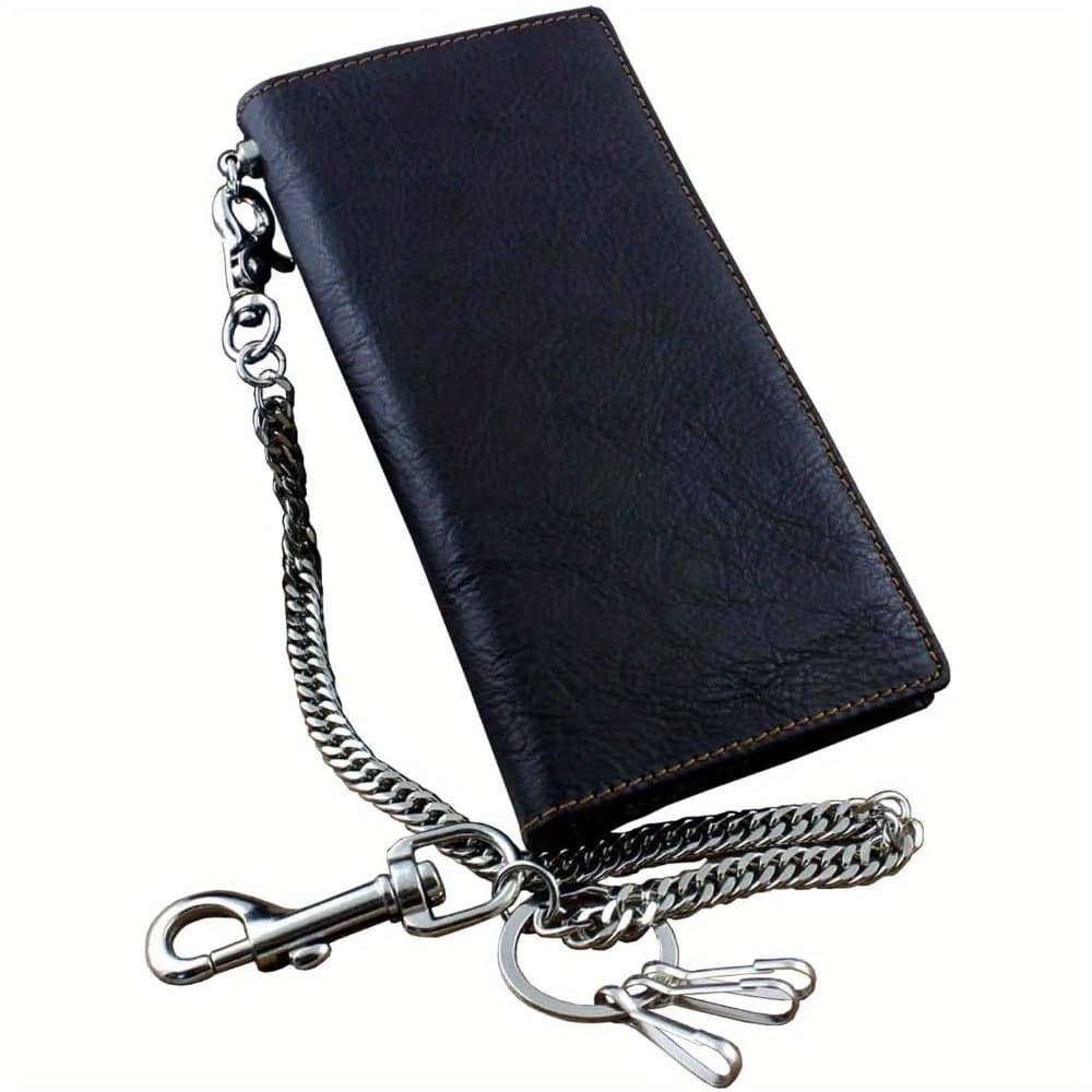 TEMU Leather Mens Biker Card/money Long Wallet Purse W/jeans Key Chain
