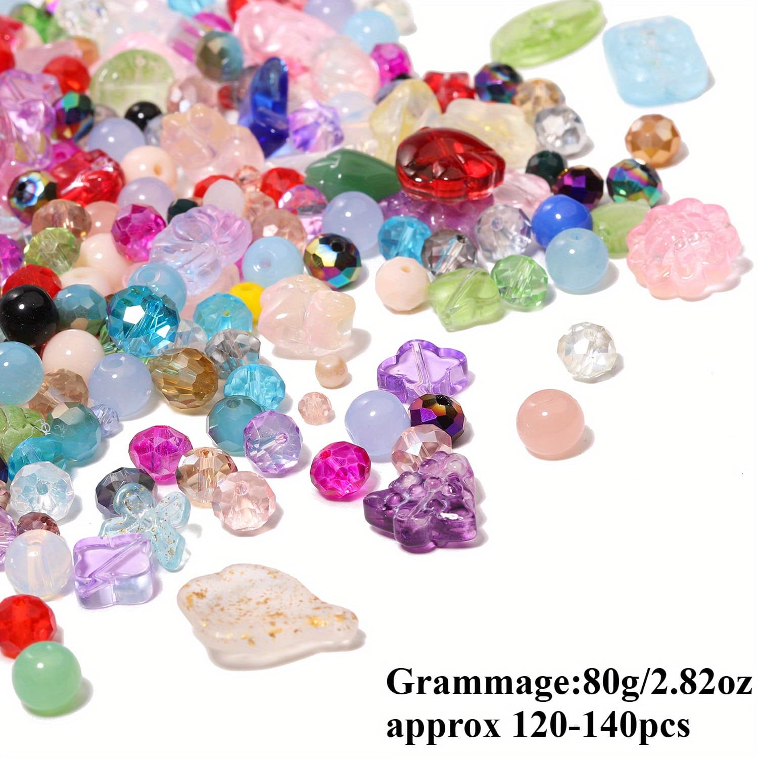 TEMU Beads And Bead Assortments - 80g Mixed Bulk Glass Beads Loose Spacer Beads For Jewelry Making - Ideal For Bracelets, Necklaces, Elegant Charms And Fashion Beading Additions