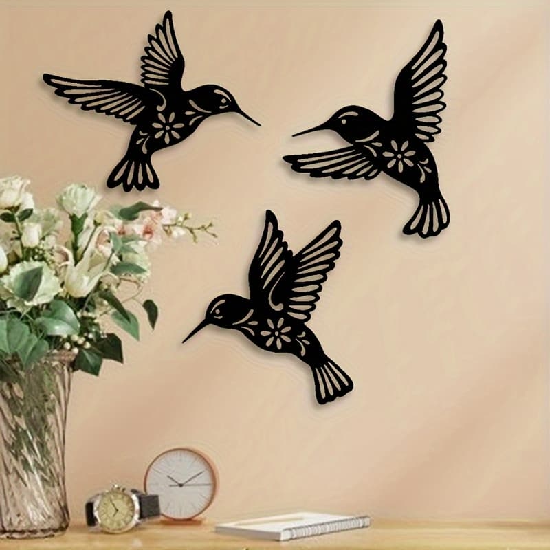 TEMU [2d Flat] 3pcs Compact Hummingbird Acrylic Wall Decorations, , Reusable, Suitable For Bedroom Living Room Decor