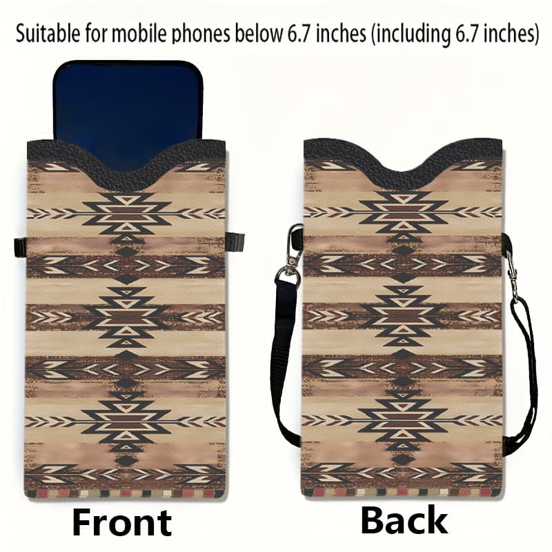 TEMU 1pc Ethnic- Grain Printed Pattern, 2d Flat Printing High-quality Strap With Adjustable Lanyard, Compatible With Iphone And , Casual And Fashionable Accessory