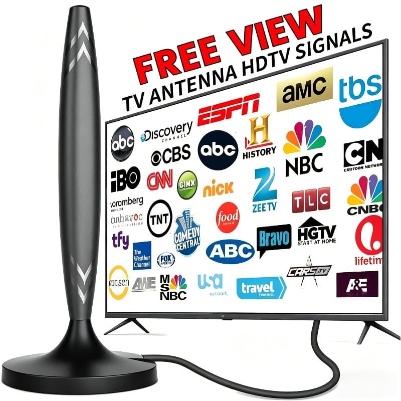 TEMU 2026 Hdtv Antenna With Amplifier, 18ft Coax Cable, 4k 1080p Digital Tv Antenna, Vhf Uhf Local Channels