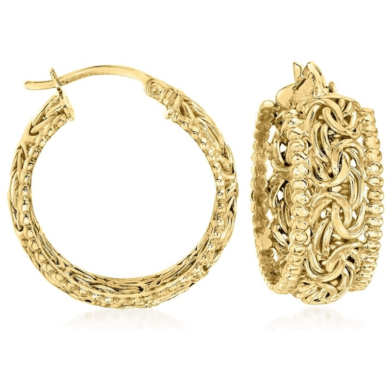 TEMU Women's Classic Circle Earrings, Fashionable Golden Color Carved Texture Studs, For Daily Matching, Travel And
