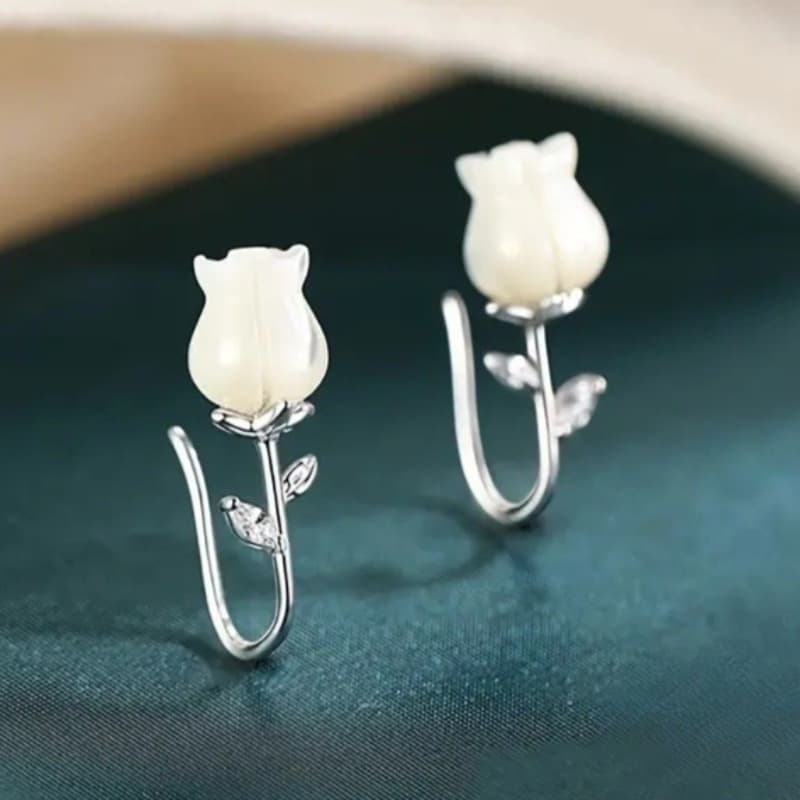 TEMU 1 Pair Of Women's Fashion Drop Earrings, Simple And Exquisite Synthetic Synthetic Zirconia Flower Earrings, Elegant Silvery Earrings For Daily Casual Wear, Parties, And Vacations