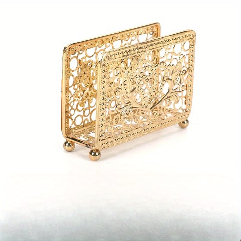 TEMU Hollow Bar Napkin Holder Towel Tray Paper Towel For Table Tabletop Tissue Rack Storage Stand Decorate Creative Stainless
