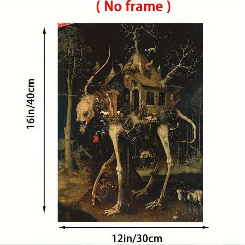 TEMU 2d Flat, 1pc 12x16 Inch Gothic Poster - Frameless Medieval Human- & Wall Decor Suitable For Living Room, Bedroom, Office - Unique Anniversary Gift, Vintage Spray Texture Canvas, 2d Flat