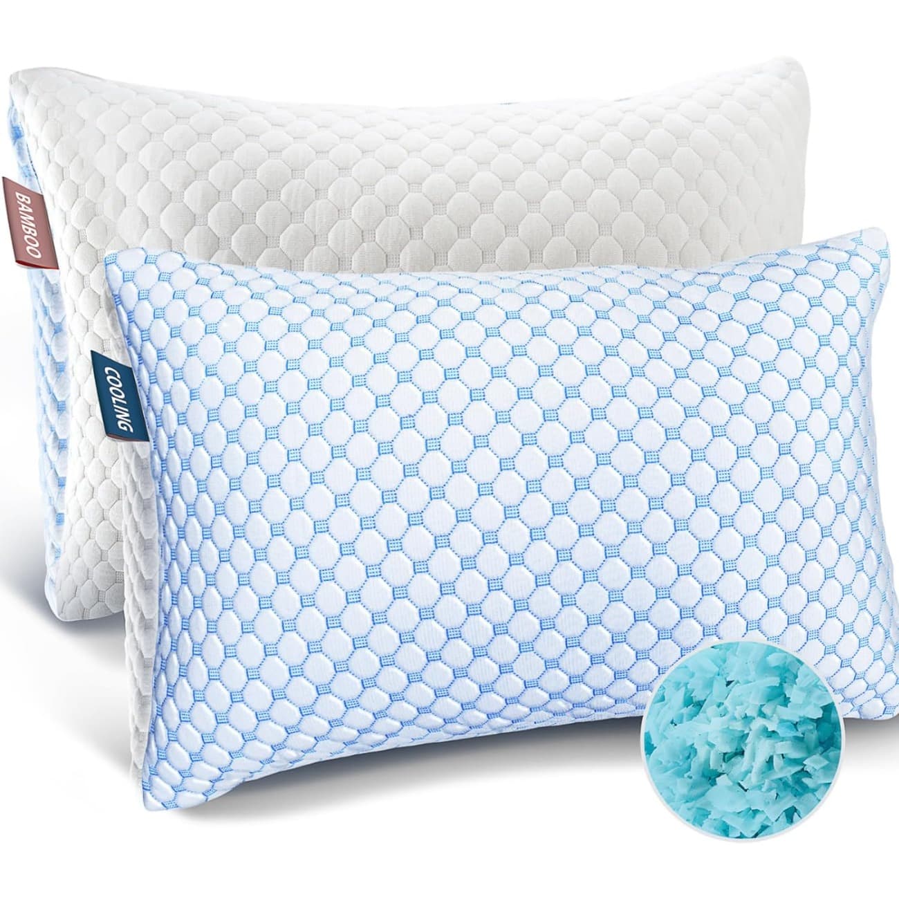 TEMU 2-pack Cooling Pillows Queen Size - Luxury Shredded & Cold , Adjustable Cooling Bed Pillows For Hot Sleepers, Supportive Topper For Side/back/stomach Sleepers, White ( Only)
