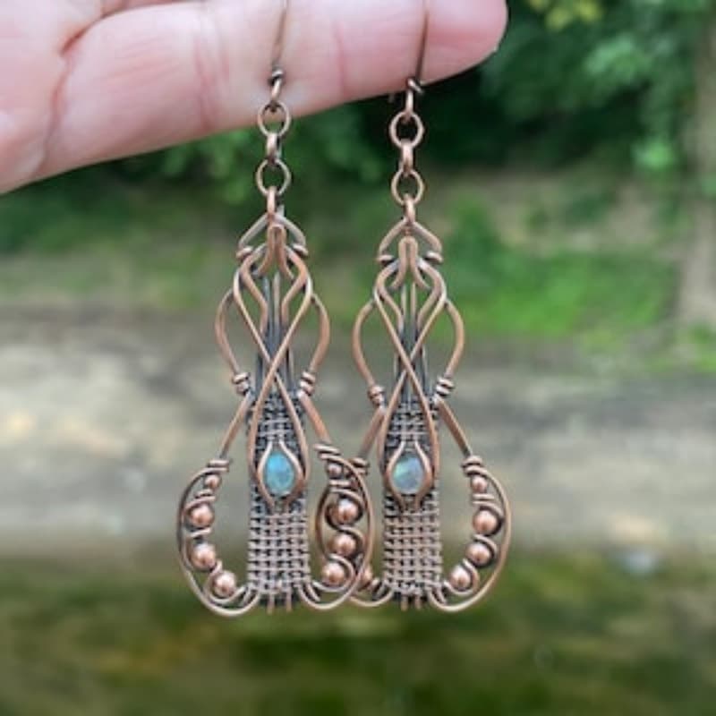 TEMU 2pcs Vintage Fashion Bohemian Women's Elongated Stone Pendant Earrings Suitable For Daily And Vacation Wear, Bohemian Earrings