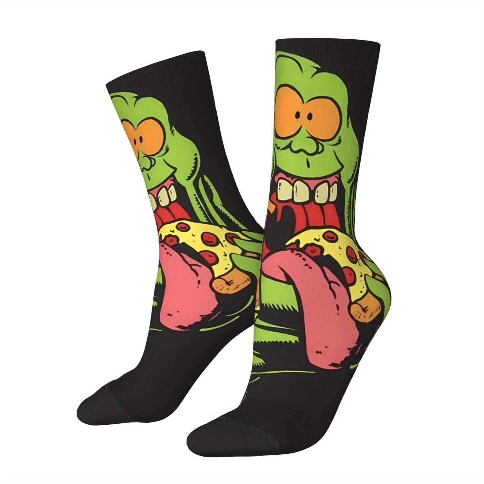 TEMU 1 Pair Unisex Novelty Crew Socks, Polyester & Spandex Blend, Fashion Pattern