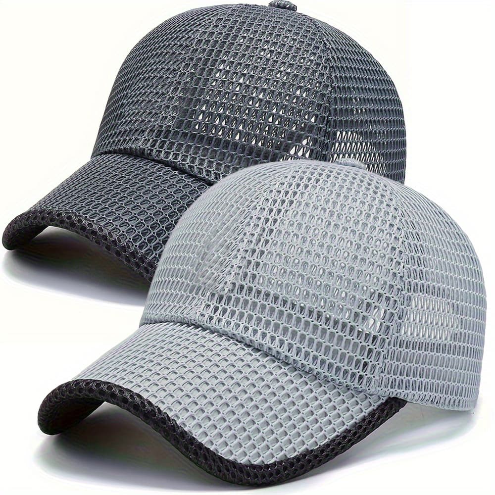 TEMU 2pcs Men's Summer Outdoor Leisure Sunscreen Fishing Hat Breathable Mesh Baseball Hat Duck Tongue Hat
