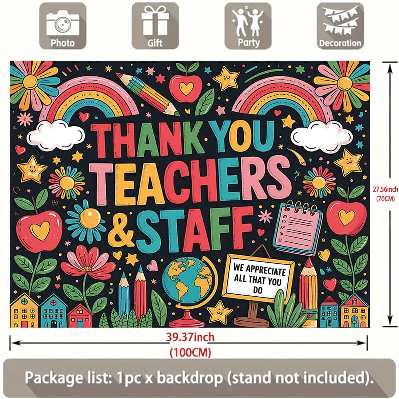 TEMU 2d Flat, 2d Flat - 2d Flat, 2d Flat - A 2d Flat Banner, 1pc Expressing Gratitude To Teachers And Staff, Versatile For Indoor And Events, Weddings, Birthdays, And Home Decor