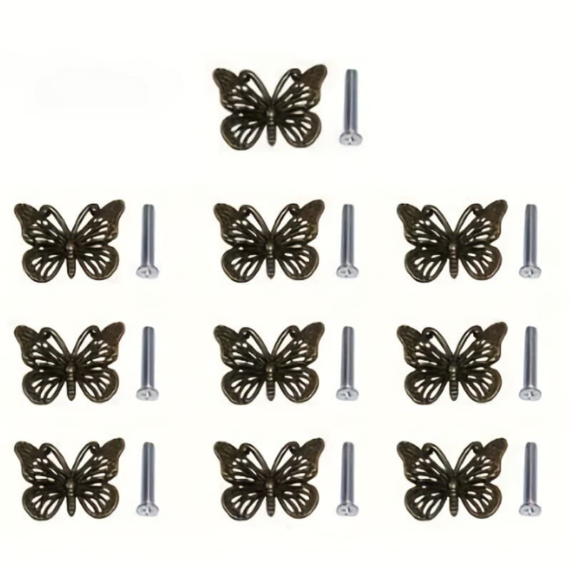 TEMU 20pcs Vintage Drawer Handles - Alloy With Hole Design, Including Mounting Screws For Dressing Table, Wardrobe, Jewelry Box And Decorative Cabinet | Decorative Handles | Dressing Table Handles