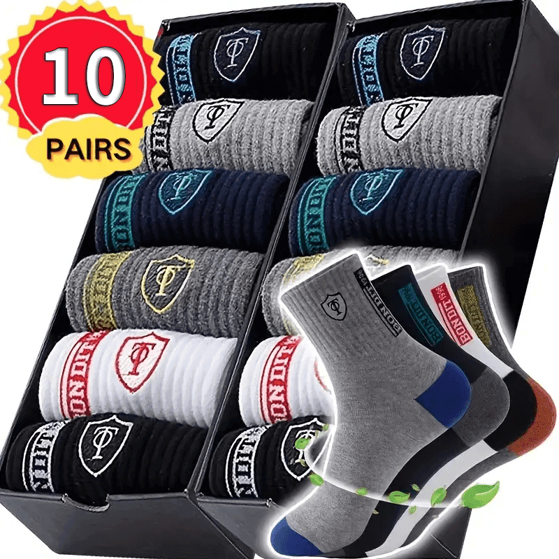 TEMU 5/10/20/40 Pairs Men's Athletic Crew Socks - Breathable, Moisture-wicking With Shield And For Sports, Soccer, Running And Business Casual Wear Suitable For All Random Color