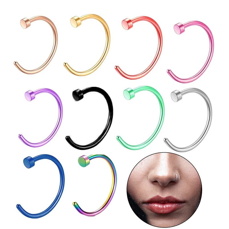 TEMU Ten Piece Set Of Ten Color Non Perforated Lip Rings, Non Perforated Fake Lip Nails For Men And Women, Nose Rings, Ear Clips, Lip Clips, Puncture Accessories, Birthday Gift For Women
