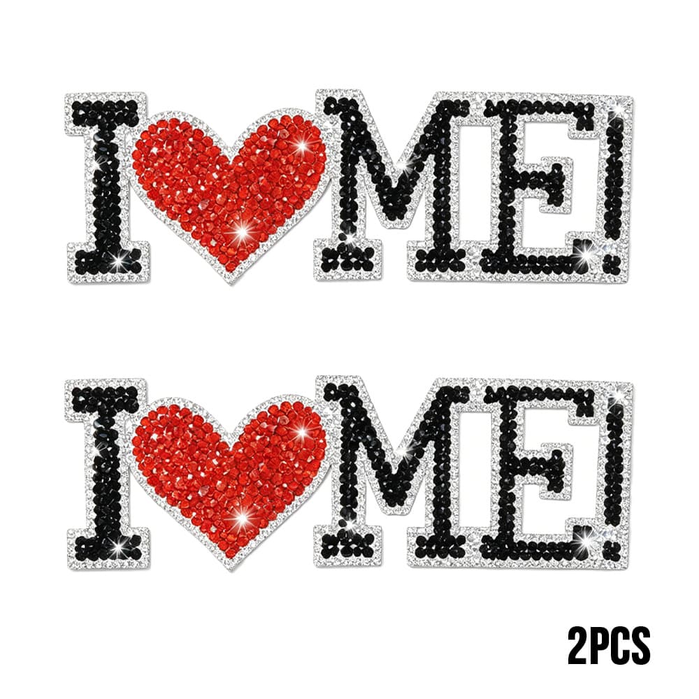 TEMU 2pcs Iron-on Embroidered Patches, High-quality Large "" Heart Letter Fabric Patches, Suitable For Diy Creative Decoration On Clothing, Hats, Bags, And For Ironing On Holes