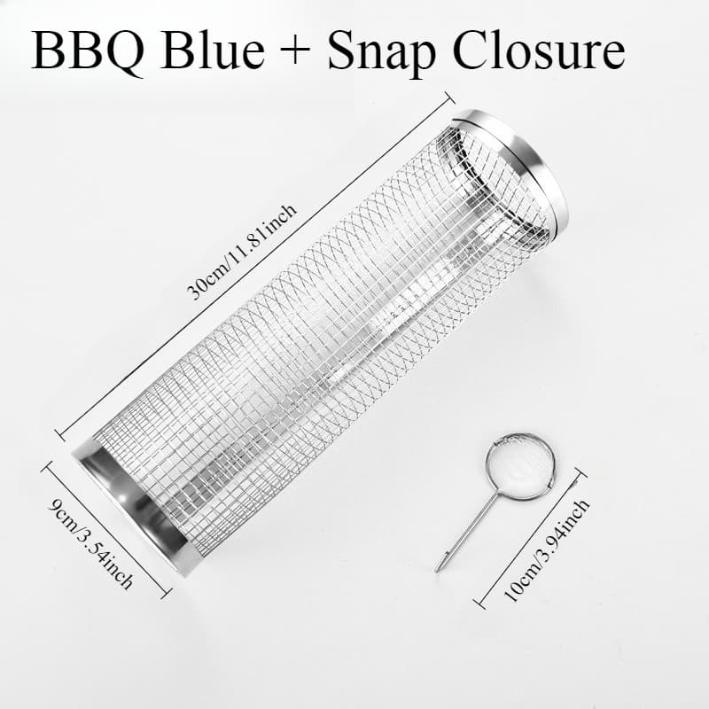 TEMU 2pcs Bbq Grill | (bbq Basket + Snap Lock) | Stainless Steel | Portable, Multipurpose | Outdoor Barbecue, Camping | Round Fire Pit