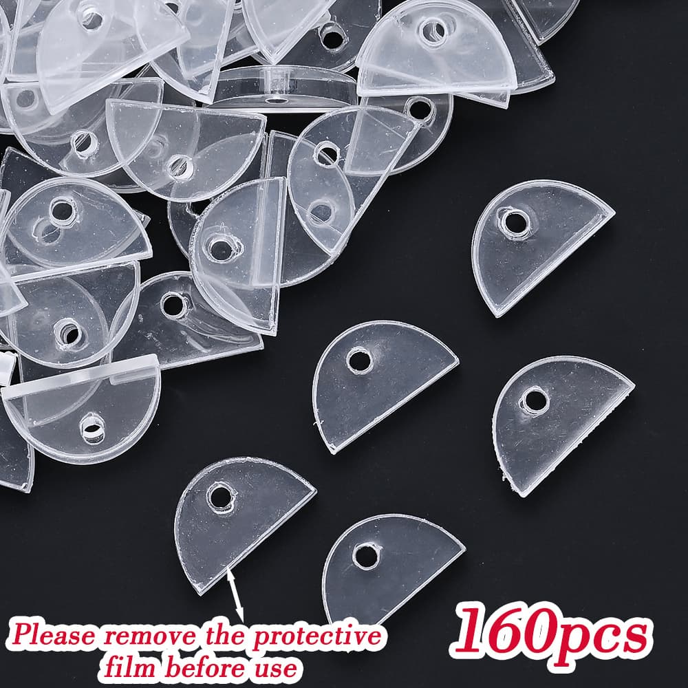 TEMU 2d Flat - 160pcs Of Semi-circular Spacer Beads Designed For Flatback And No-hole Beads, Acrylic Holders For Beadable Pen Decorations, Crafts, Keychains, And Festive Christmas Home Decorations