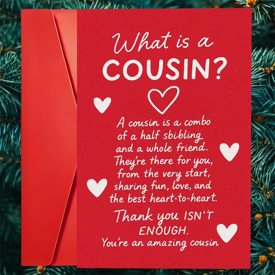 TEMU 1pc Cousin Greeting Card With Message Perfect For Family Celebrations Love And Appreciation Ideal Gift For Cousins On Birthdays Holidays Or