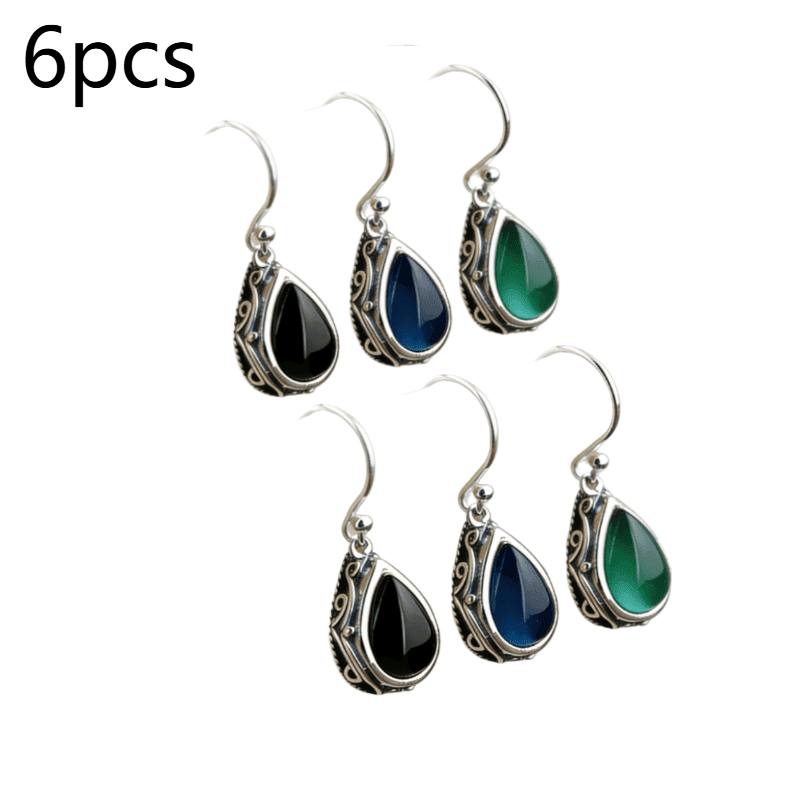TEMU 3 Pairs Of Bohemian Vintage Earrings - Elegant Copper Color, With Synthetic Gems-like Decorations, Perfect For Casual Wear Or As A Festive Gift