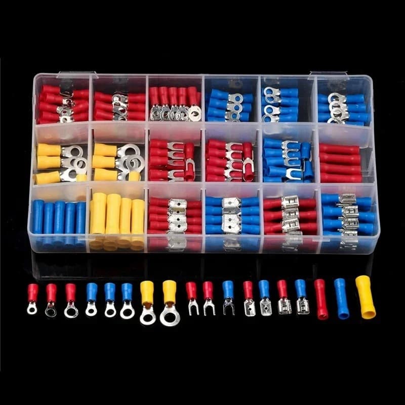 TEMU Set Of Universal Electrical Crimp Terminals - A Of Wire Cable Connectors Including Insulated Ring, Fork, Spade, And Butt Connectors For Automotive And Marine Applications