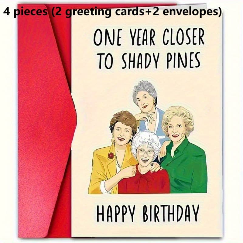 TEMU Set Of 4 Items (2 Birthday Cards + 2 Envelopes) Designed For Women, Featuring Birthday Wishes For , Suitable For Celebrating A Girlfriend's Birthday Or For Teacher-student Reunion Greetings