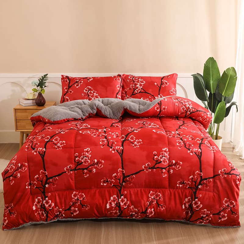 TEMU Skin-friendly Milk Velvet Warm Branch Print Thermal Winter Quilt/comforter Insert - Bedding. Multi-functional Home Decor, Suitable For , Available In Multiple Colors And Sizes. Ideal For Rooms
