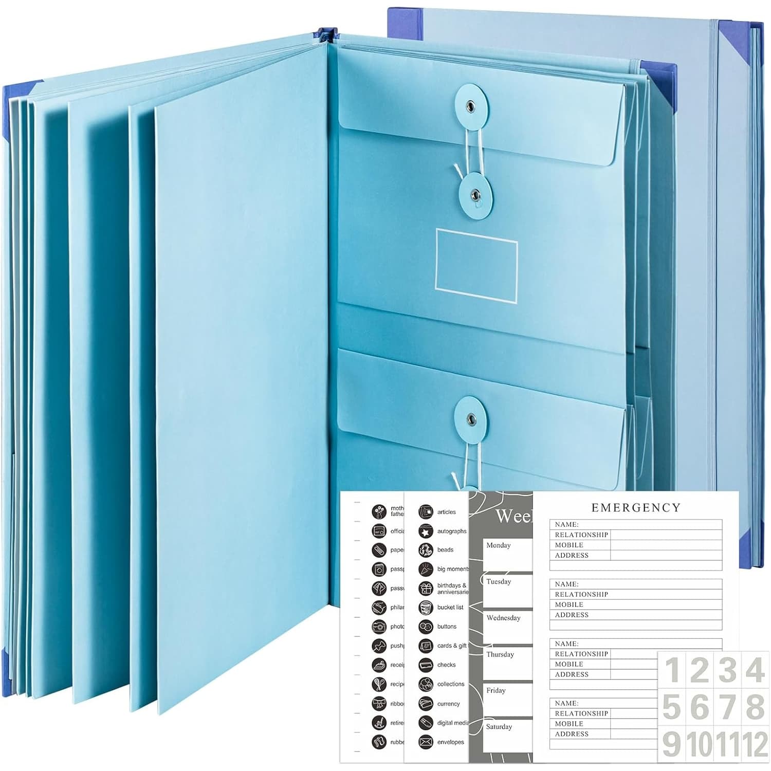 TEMU Folio Document Organizer With Labels, Important Folders With Pockets, File Stylish Binder For Storing Important Papers, Certificates, , Photos, And Letters (blue/pink)