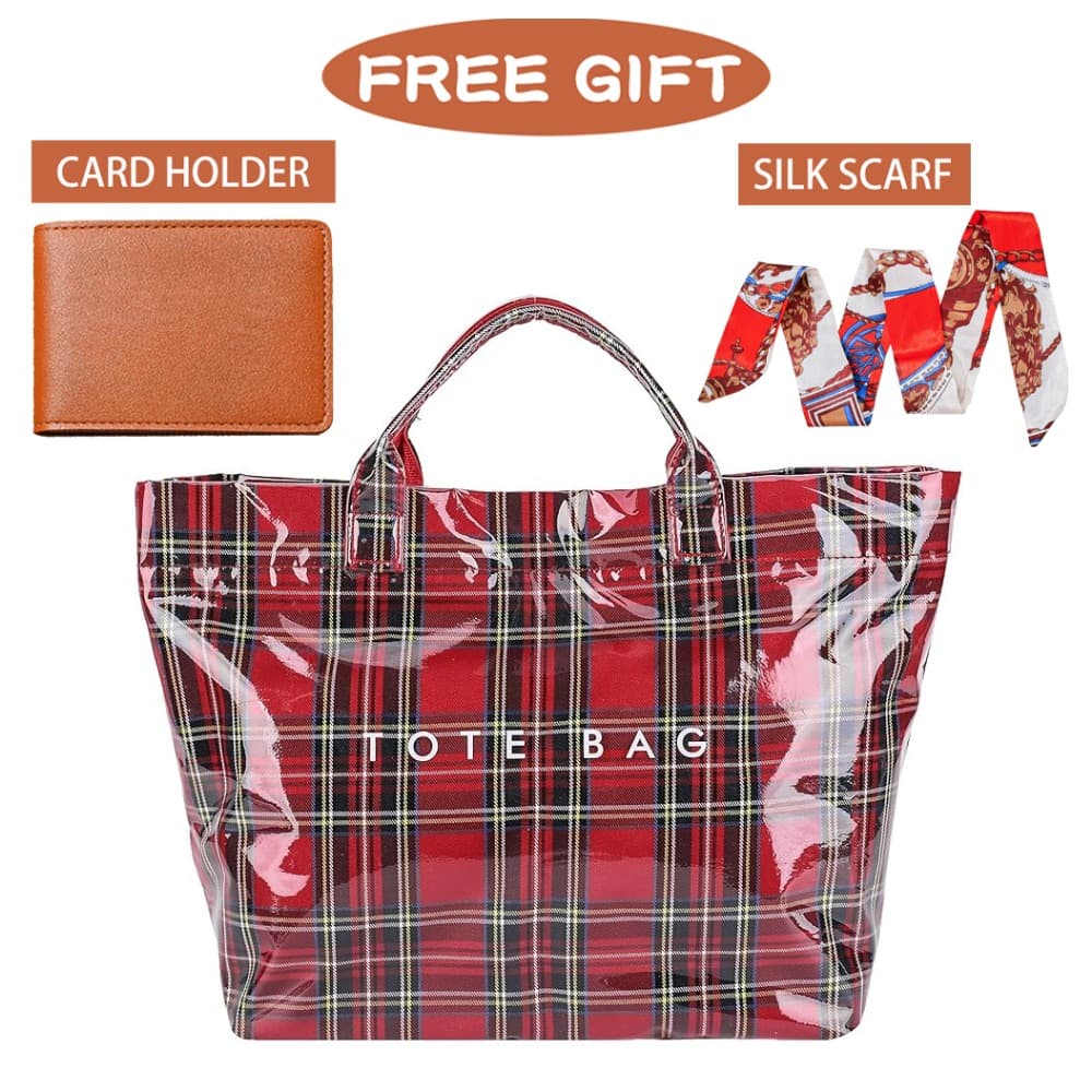TEMU Large Plastic Tote Bag For Women, Perfect For Work, Featuring Letter Prints. Ideal As Hobo Bags, Paper Handbags, And Purses, Suitable For Valentine's Day And Gifts