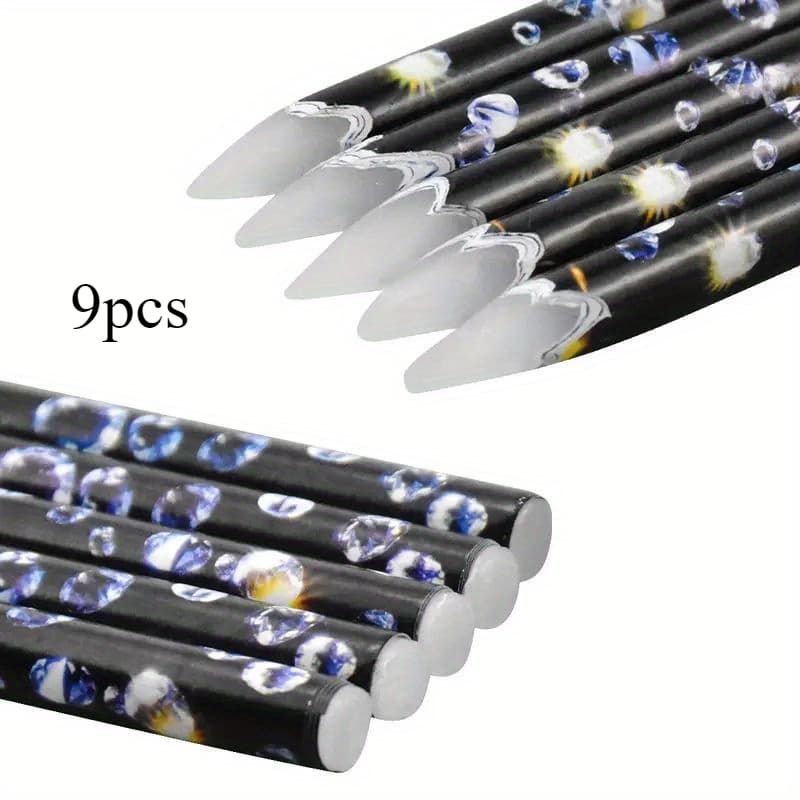 TEMU 9pcs Picker - Soft Wax Pencil For Nail Gems And - For Nail Dotting Pen Tool Accessory
