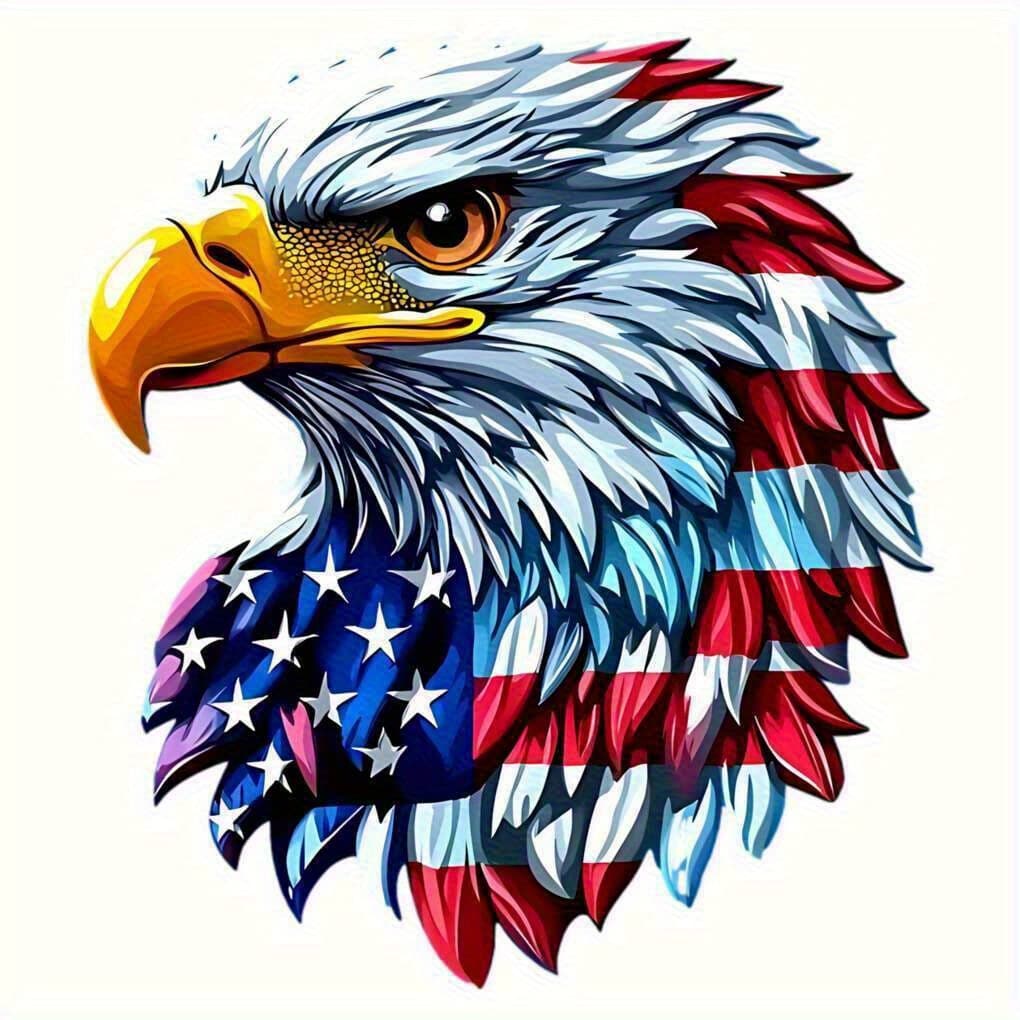 TEMU Patriotic Eagle American Flag Feathers Hot Transfer Decal- Durable Washable Iron-resistant Iron-on For T-shirts, Jeans, Backpacks, Hats- Patriotic Design
