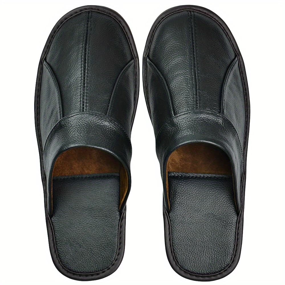 TEMU Genuine Leather Slippers Non-slip Genuine Leather Slippers Autumn Summer Indoor Slipper For Men Women Elderly | Casual Single Slides Shoes