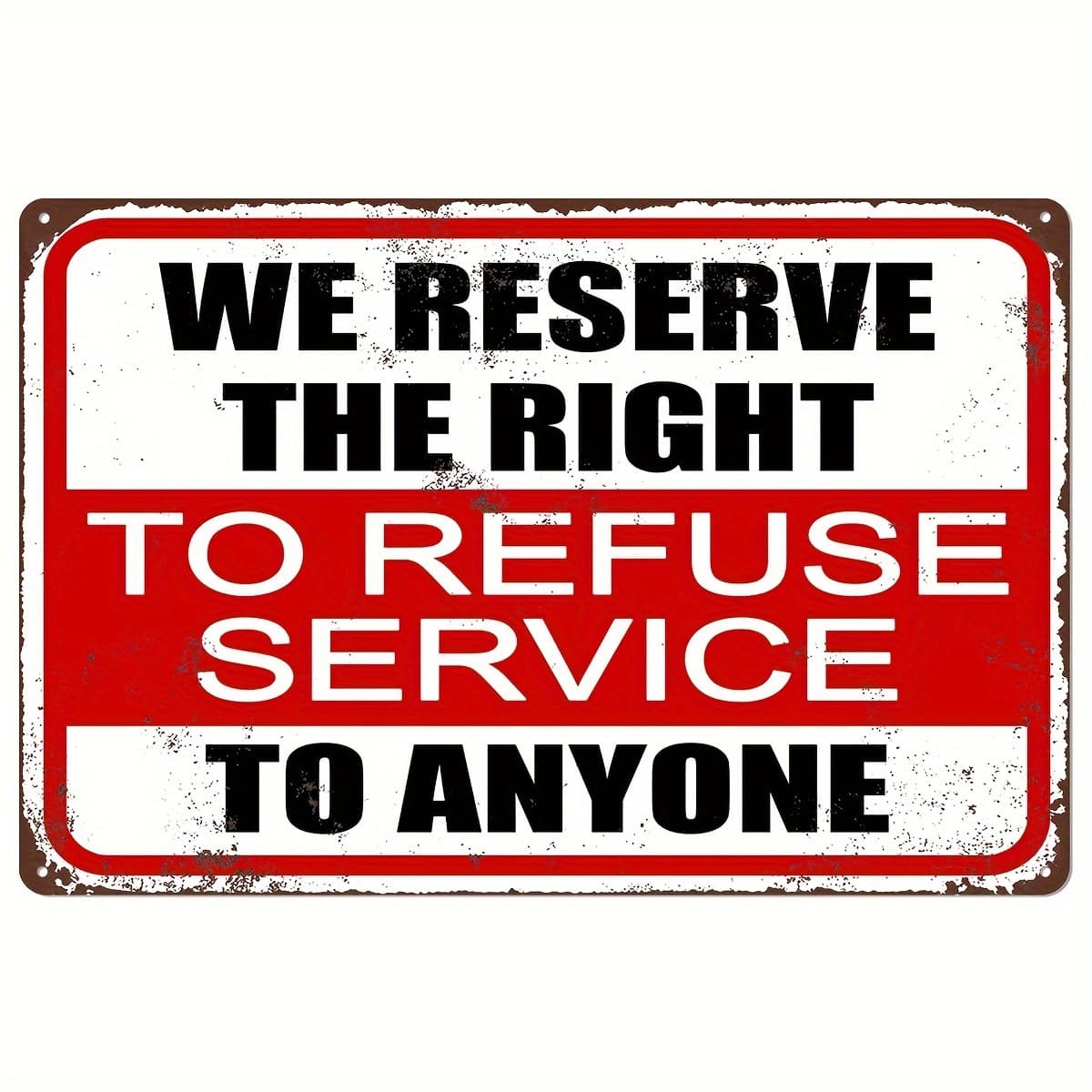 TEMU Decorative Signs And Plaques 12x8 Inch Vintage Metal Sign "we Reserve The Right To Service " - Waterproof And Windproof, Perfect For Bars, Cafes, Garages, Dorms - Red And Black Vintage Wall Decor