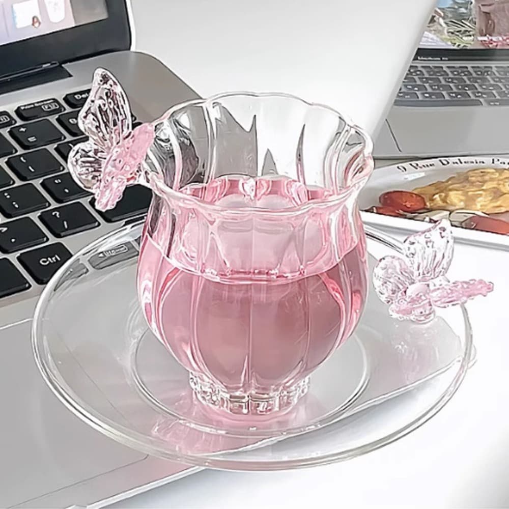 TEMU High Borosilicate Glass Tea Cup, Heat Resistant, Transparent Elegant French Glassware For Home, Office And Gifts