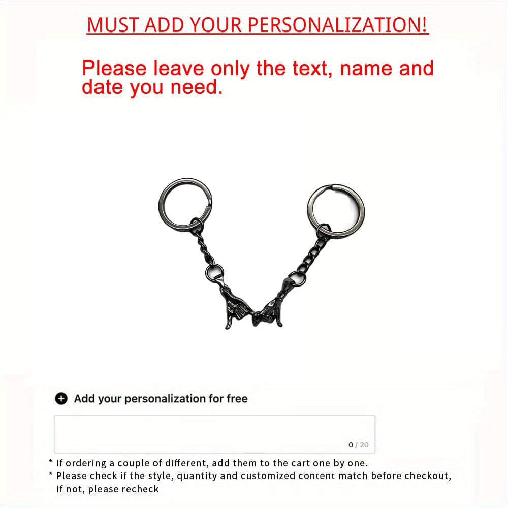 TEMU [custom] 1set/2pcs Personalized Laser Engraved Chains Couple Key Chains, Friend Key Chains Wedding Gifts, Valentine's Day Gifts, Anniversary Gifts New Year Gifts, Christmas Gifts
