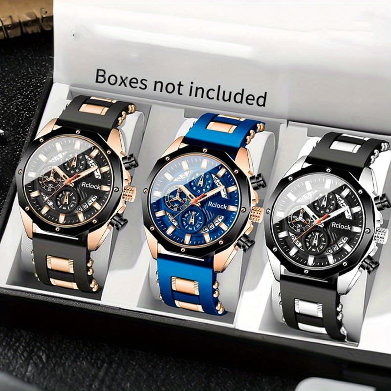 TEMU 3pcs Men's Business Watches - Durable Alloy Quartz Movement, Date Display, Ideal For Business, Casual, And Formal Events - Perfect Gift For Eid, Christmas, , Birthdays, And More