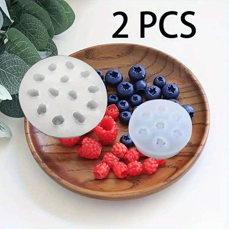 TEMU 2pcs Set, Blueberry And Raspberry Diy Candle Mold Kit
