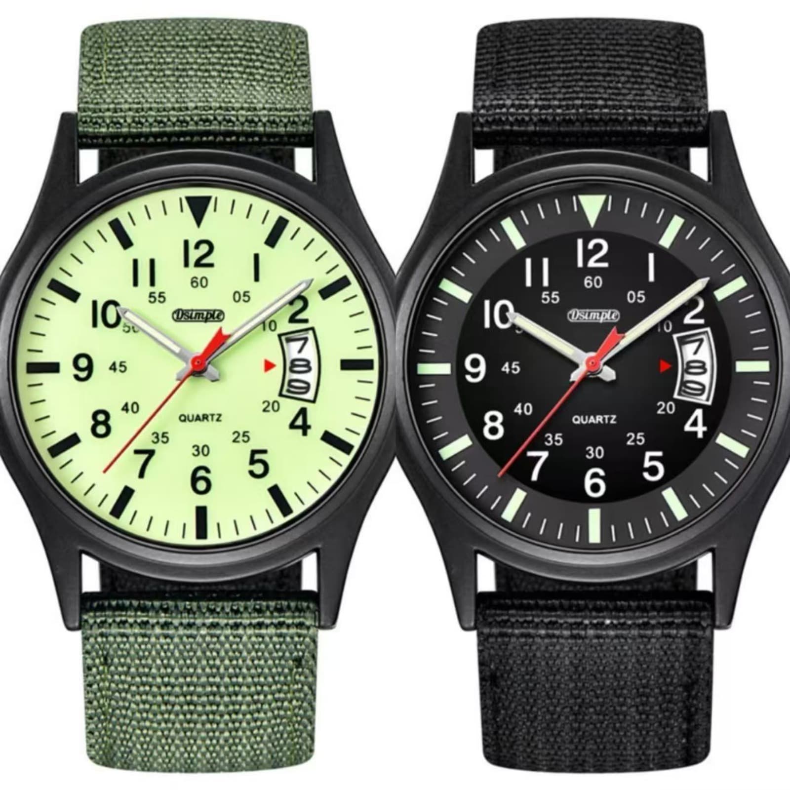 TEMU 1set (2pcs) Fashion Sports Men's Watch, Men's Watch, , Men's And Women's Watch, Nylon Strap, Large Dial, Calendar, Sports Outdoor Watch, Suitable For Gifts, Suitable For Work, Party, Party