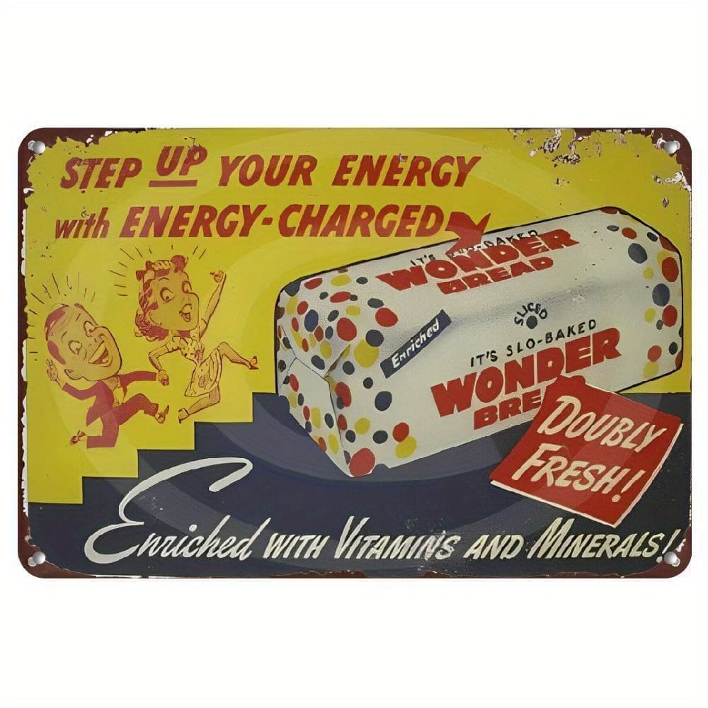 TEMU 1pc A Vintage Metal Sign Featuring ' Energy' Measuring 16x12 Inches, Perfect Retro Wall Art For Home, Restaurant, Cafe, Bar, Or Garage Decor