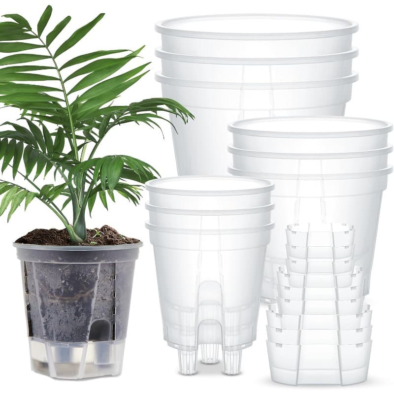 TEMU 9pcs Indoor And Outdoor Automatic Watering Plant Pots With Reservoir And High Drainage Holes | Suitable For Flowers And Orchids, Lightweight Plastic, Rectangular Shape