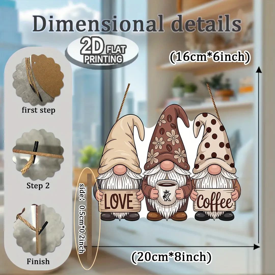 TEMU 2d Flat - 2d Plane, 1 Gnome Duo With "love " Sign - 20.32 Cm X 15.24 Cm Rustic Wooden Wall Decor, Perfect Valentine's Day Gift For Lovers, Suitable For Home, Office, Porch, Bedroom, Courtyard