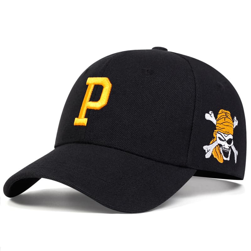 TEMU Men's P Letter Side Pirate Embroidery Baseball Outdoor Adjustable Casual Hat Suitable For Spring Autumn Travel Beach Party
