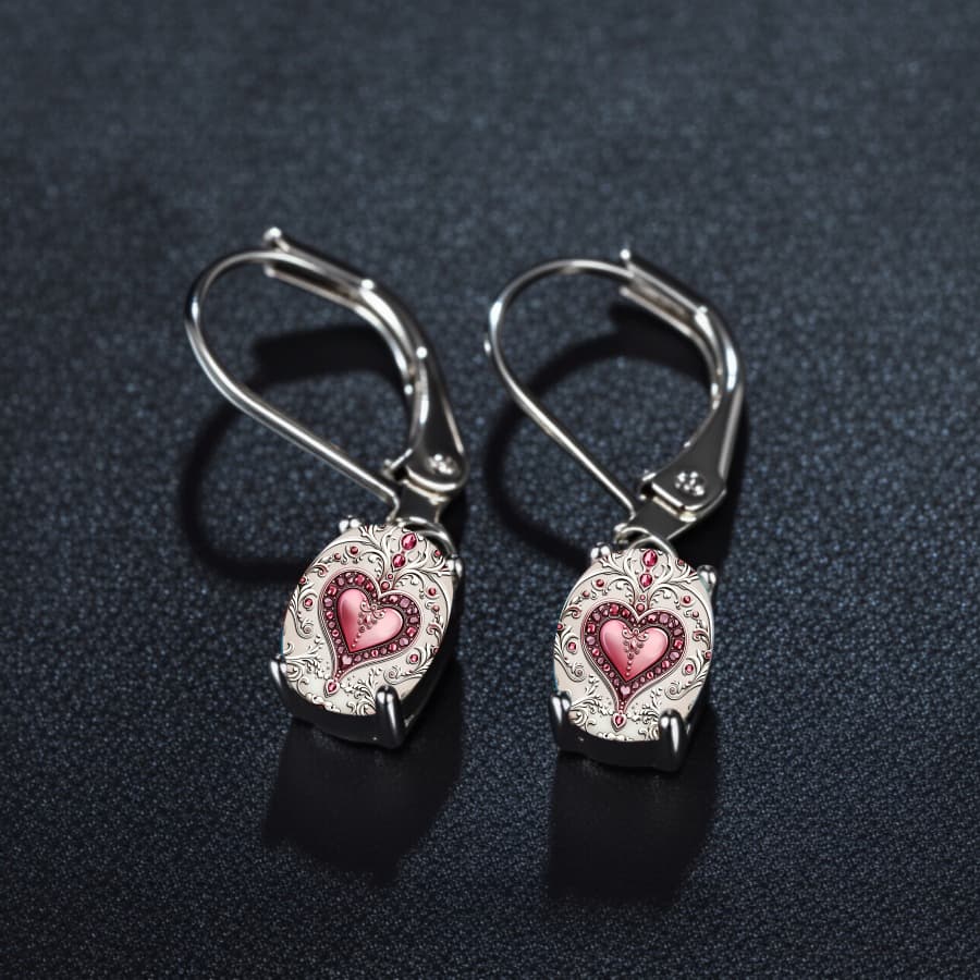 TEMU Ornate Heart-shaped Earrings, Perfect For Romantic Occasions, Featuring Floral Designs. Unique Jewelry Additions Ideal For Christmas, Valentine's Day, Weddings, Or Everyday Wear