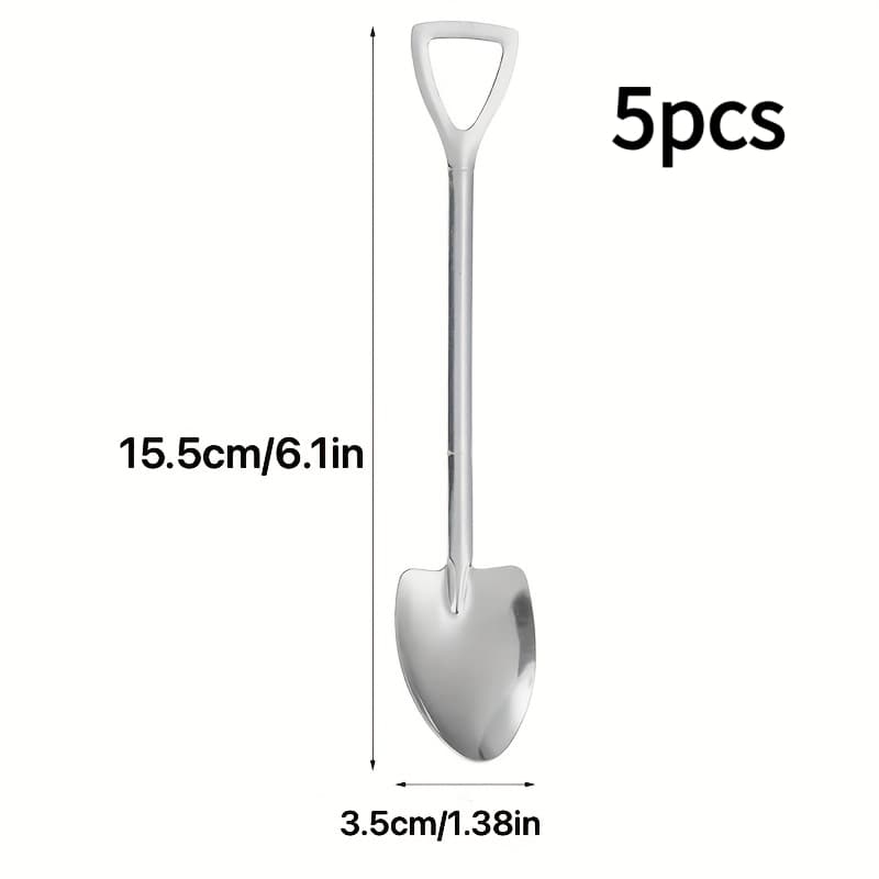 TEMU A Set Of 5 Stainless Steel Ice Cream Spoons, With A Creative Scoop-shaped Design, Suitable For Desserts, Tea, Coffee, Home, And Restaurants