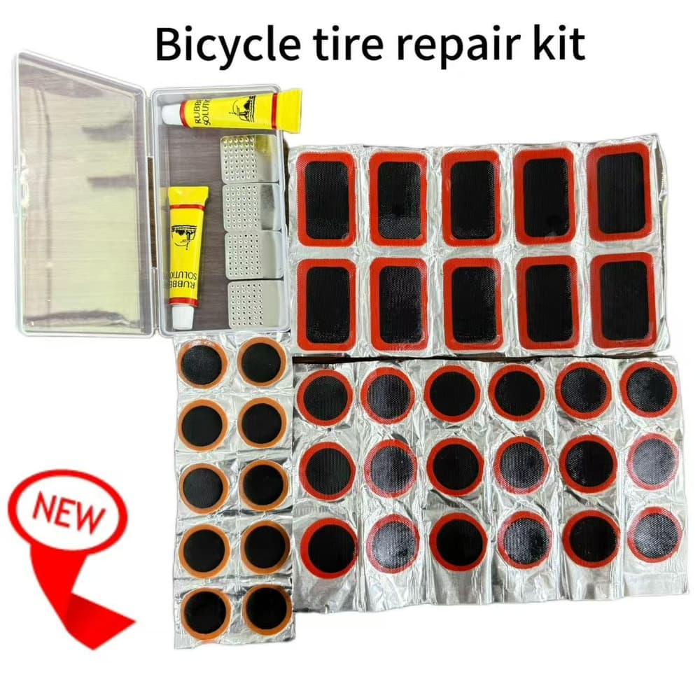 TEMU Compact Tire Repair Set For Bicycles, Including A Puncture Kit For Bmx And Mountain Bikes, Featuring 44 Patches, Ideal For Emergency While Riding Outdoors