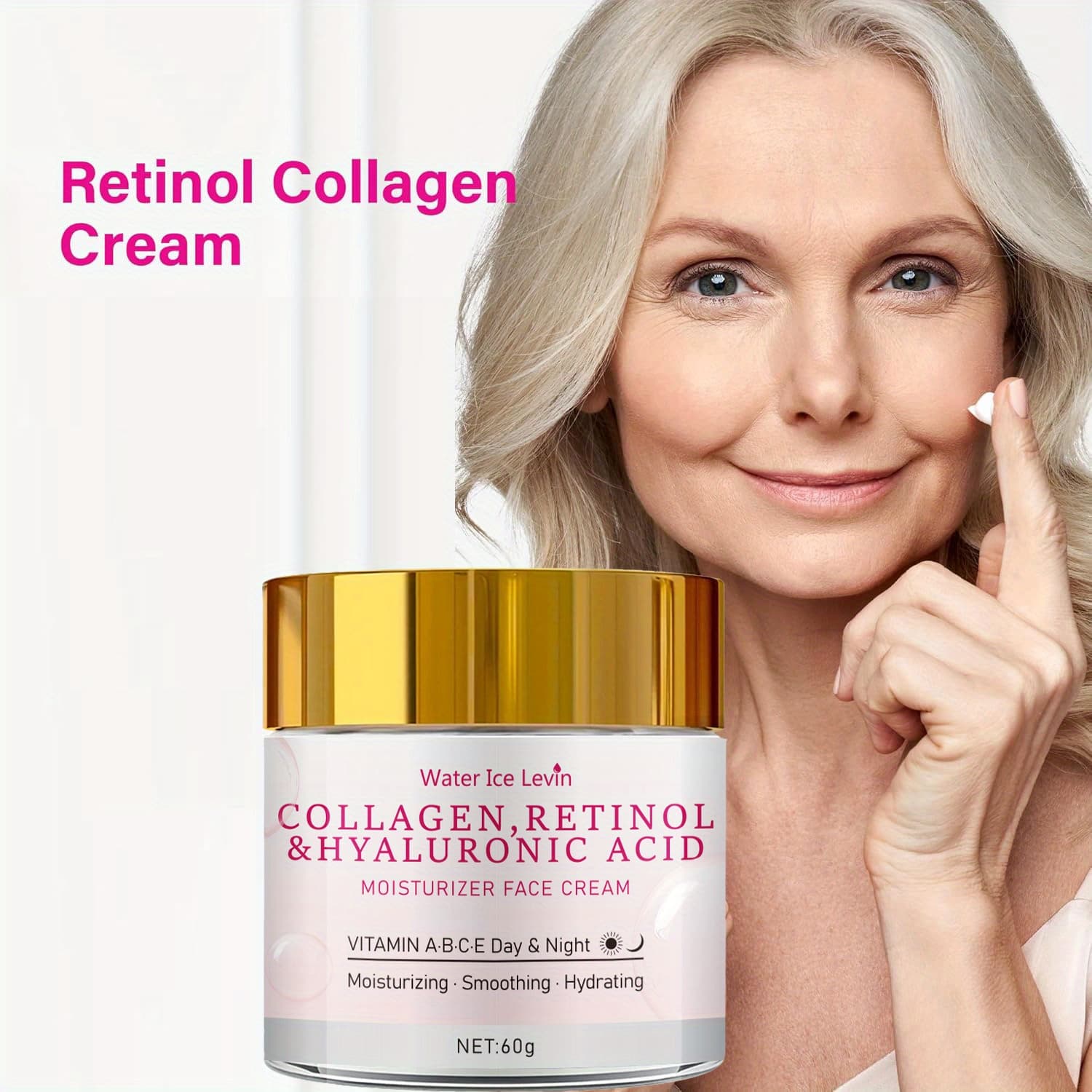 TEMU Water Ice , White Jar Moisturizer, Collagen, Retinol, Hyaluronic Acid, Jojoba Seed Oil, Deep Hydration Nourishing, Radiance Smoothing, Suitable For Types, Lightweight Texture