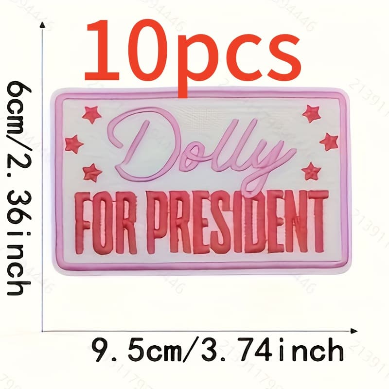 TEMU Set Of 10 "dolly " Embroidered Patches, Red And Pink White, Perfect For , Hats, Bags - Colored Craft Accessories, Clothing Decoration Accessories