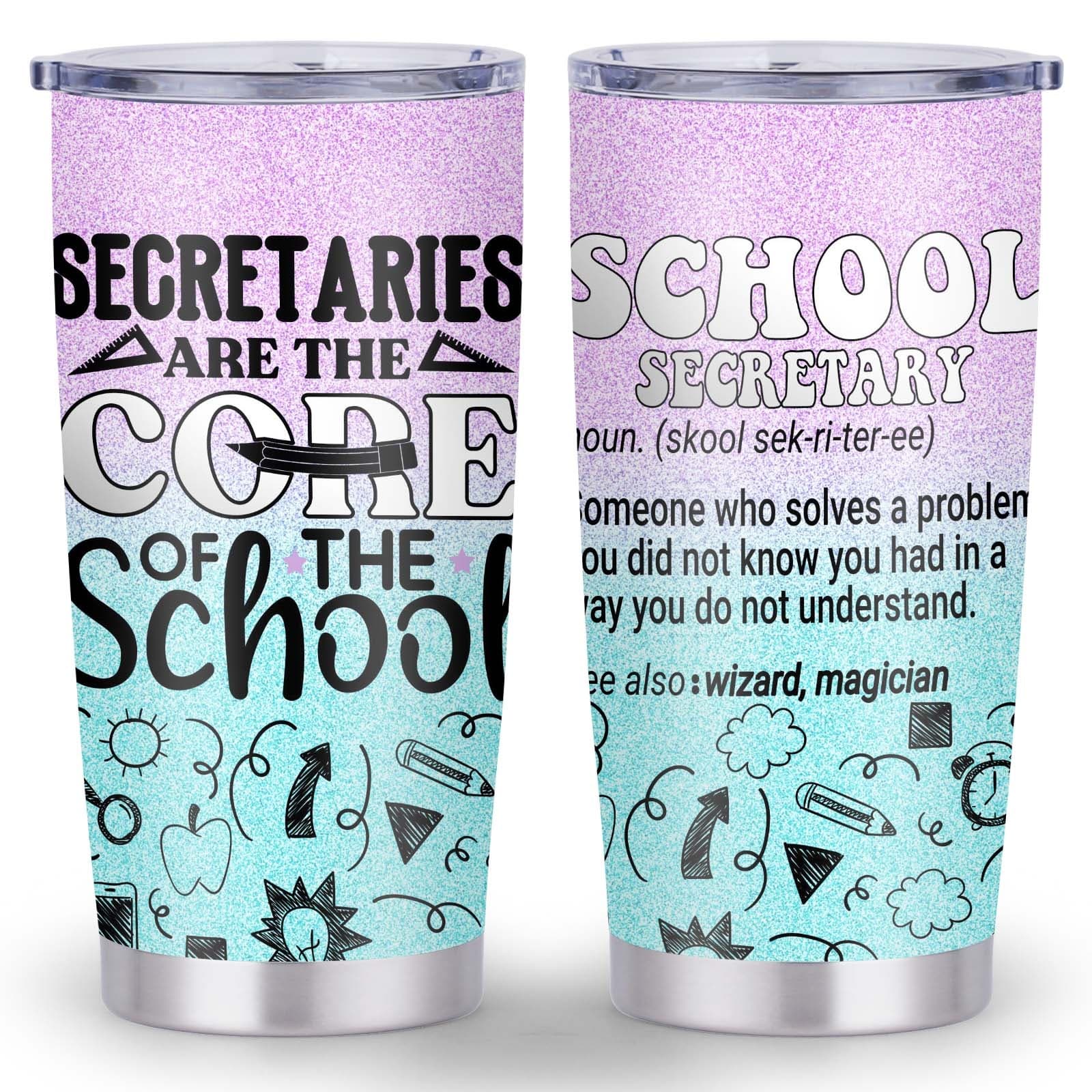 TEMU 20oz School Secretary Stainless Steel Tumbler With Lid - Vacuum Insulated, Double-walled Travel Cup, Bpa-free, -themed Design - Perfect Gift For Holidays Or Everyday Use