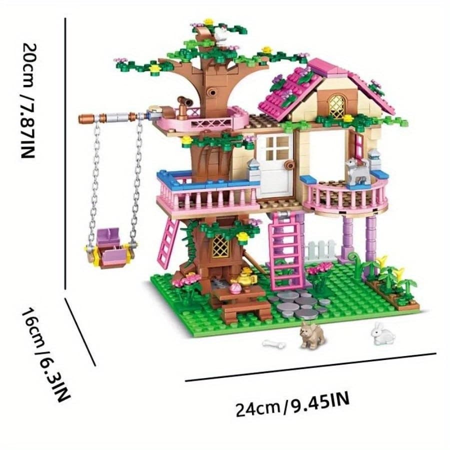 TEMU 504pcs City Tree House Summer Castle Building Blocks Sets Figures Garden Diy Toys For Kids Girl Birthday Gift