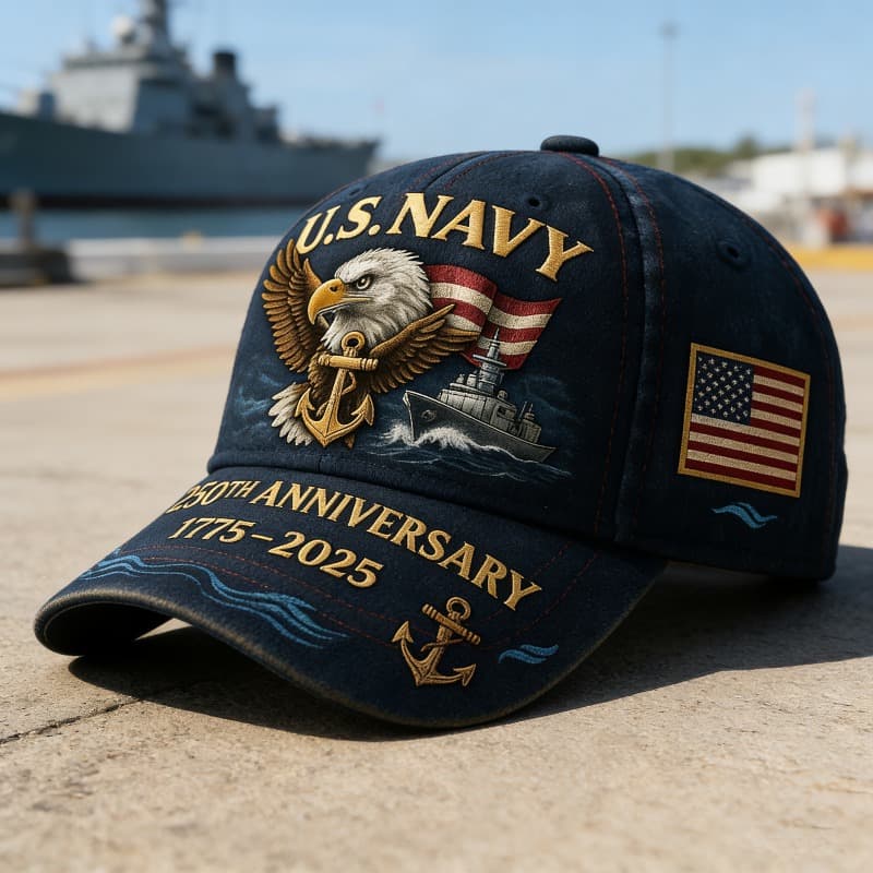 TEMU Adjustizable Navy Pride Baseball Suitable For - 250th Anniversary Eagle Anchor 1775-2025 Commemorative Unisex Hat, Historical Naval Icon For Casual Attire & , Casual With Adjustable Strap
